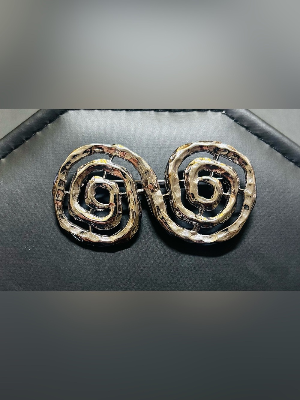 Vintage Modernist M. JENT Silver Swirl Brooch Pin